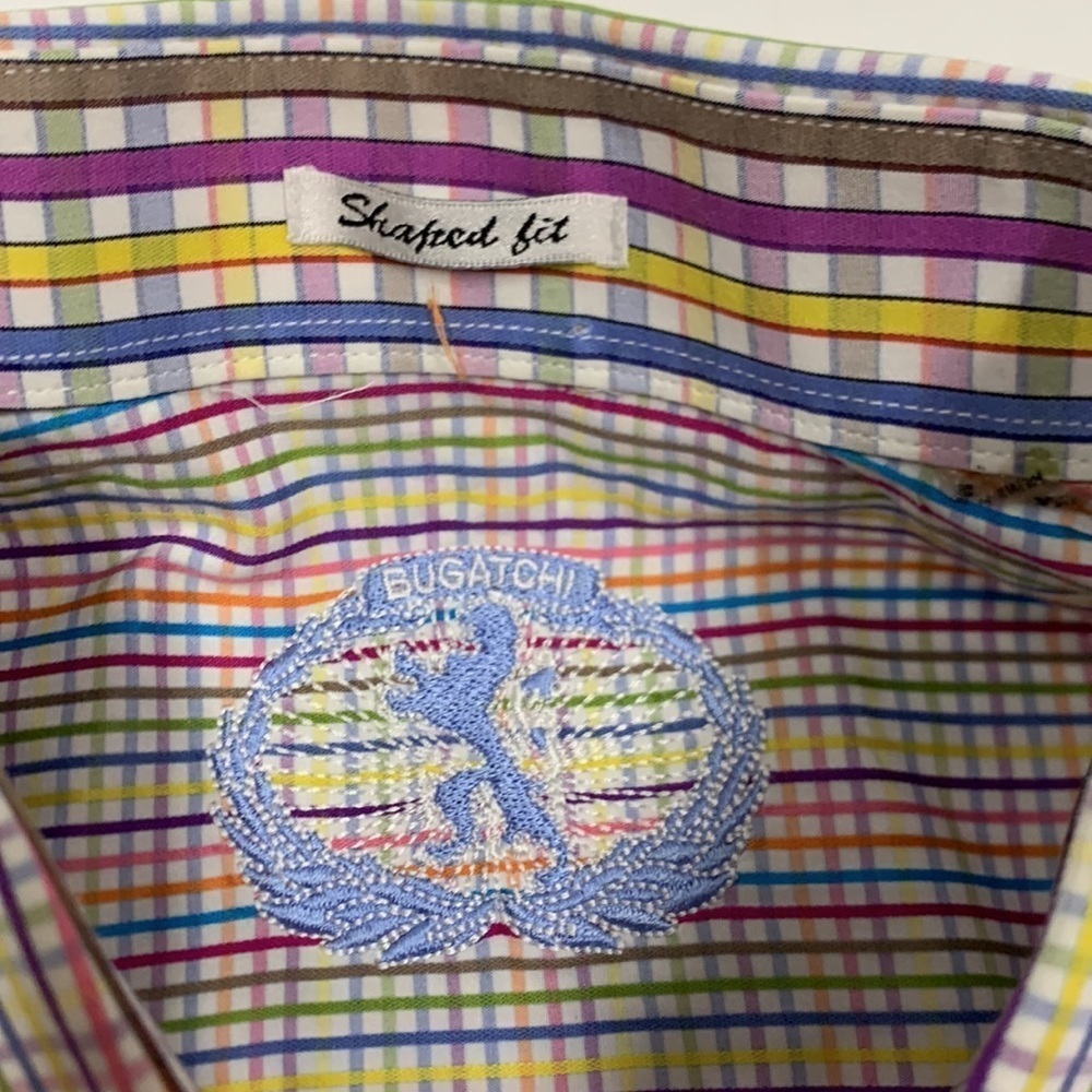 Men Bugatchi Multicolor Shaped Fit Button Short S… - image 2